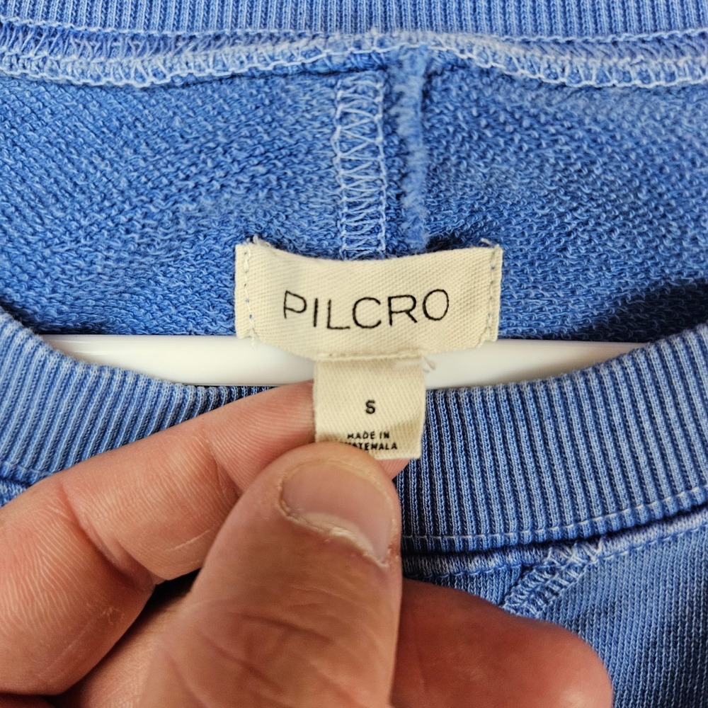Pilcro Anthropologie Blue Puff Short Sleeve French Terry Sweatshirt Small - Picture 4 of 7